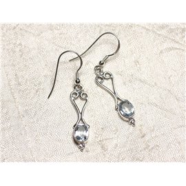 BO208 - Aretes de plata 925 con corazones de 31 mm y topacio azul 