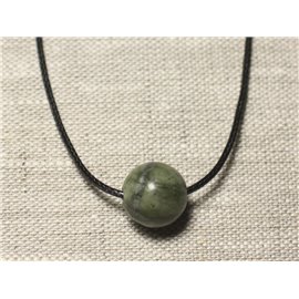 Collana con pendente in pietra semipreziosa - sfera canadese di giada nefrite 14 mm 