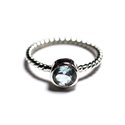 N231 - Bague Argent 925 et Pierre - Topaze Bleue 6mm Anneau torsade 