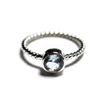 N231 - Bague Argent 925 et Pierre - Topaze Bleue 6mm Anneau torsade 