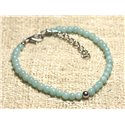 Bracelet Argent 925 et Pierre semi précieuse Amazonite 3mm