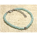 Bracelet Argent 925 et Pierre semi précieuse Amazonite 3mm