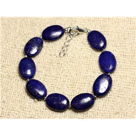 Bracelet Silver 925 and Stone - Lapis Lazuli Oval 14mm 