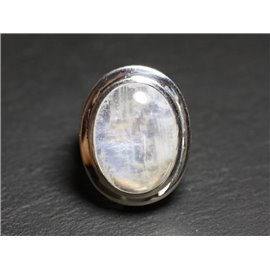 N117 - 925 Silber- und Steinring - Ovaler Mondstein 20x15mm 