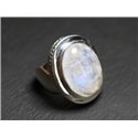 N117 - Bague Argent 925 et Pierre - Pierre de Lune Ovale 20x15mm 