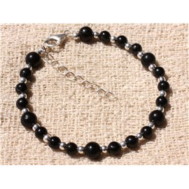 Bracciale in Argento 925 e Pietra - Tormalina Nera 5-6mm 