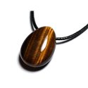 Collier Pendentif Pierre - Oeil de Tigre Goutte 25mm Marron Doré