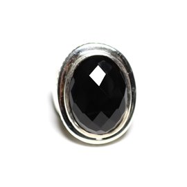 N117 - Bague Argent 925 et Onyx Noir Ovale facetté 20x15mm  N117 - Bague Argent 925 et Onyx Noir Ovale facetté 20x15mm