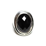 N117 - Bague Argent 925 et Onyx Noir Ovale facetté 20x15mm 