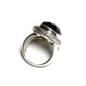 N117 - Bague Argent 925 et Onyx Noir Ovale facetté 20x15mm 