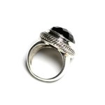 N117 - Bague Argent 925 et Onyx Noir Ovale facetté 20x15mm 