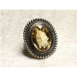 N229 - 925 Ring aus Sterlingsilber und Stein - Goldgelber Topas Oval 16x12mm 