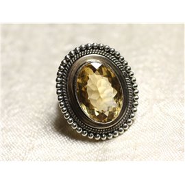 N229 - 925 Sterling Silver and Stone Ring - Golden Yellow Topaz Oval 16x12mm 