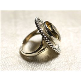 N229 - Bague Argent massif 925 et Pierre - Topaze Jaune dorée Ovale 16x12mm  N229 - Bague Argent massif 925 et Pierre - Topaze Jaune dorée Ovale 16x12mm