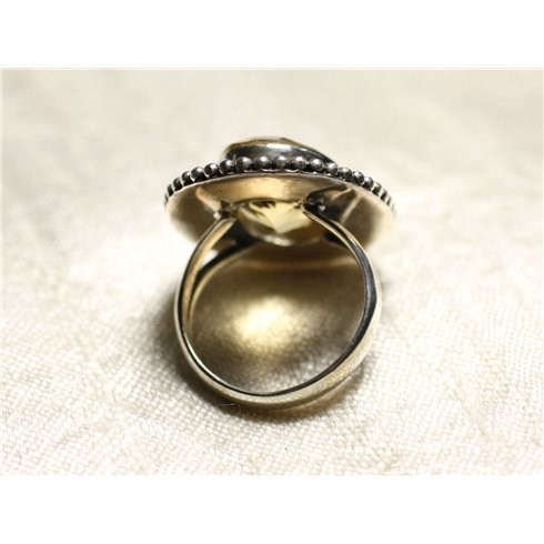 N229 - Bague Argent massif 925 et Pierre - Topaze Jaune dorée Ovale 16x12mm