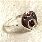 N226 - Bague Argent 925 et Pierre - Grenat Facetté Ronds 2-4mm 