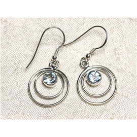 BO202 - Pendientes de plata 925 con círculos de topacio azul de 18 mm 