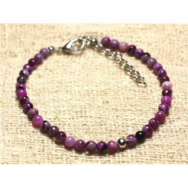 Bracelet Argent 925 et Pierre semi précieuse Sugilite 4mm 