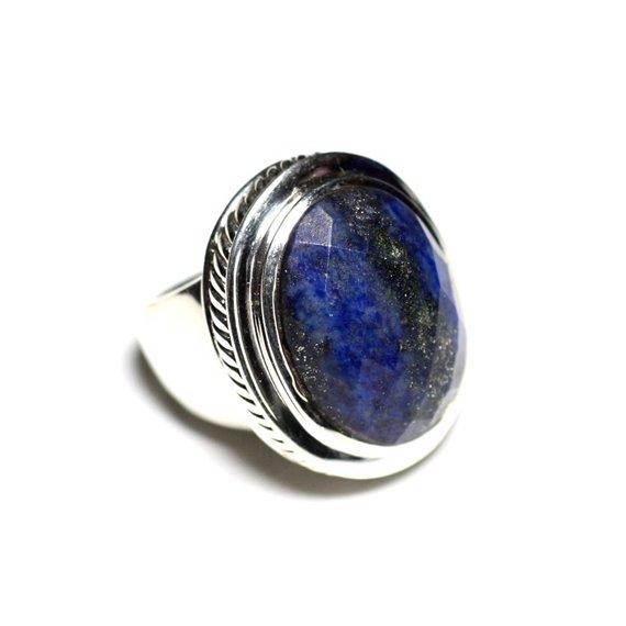 N117 - Bague Argent 925 et Lapis Lazuli Ovale facetté 20x15mm 