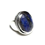 N117 - Bague Argent 925 et Lapis Lazuli Ovale facetté 20x15mm 