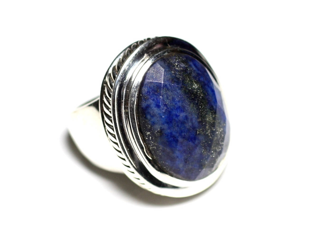 N117 - Bague Argent 925 et Lapis Lazuli Ovale facetté 20x15mm 