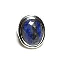 N117 - Bague Argent 925 et Lapis Lazuli Ovale facetté 20x15mm 