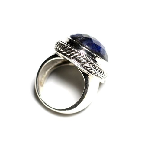N117 - Bague Argent 925 et Lapis Lazuli Ovale facetté 20x15mm