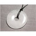 Collier Pendentif en Pierre - Cristal de Roche Quartz Donut Pi 60mm 