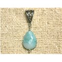 Pendentif Pierre semi précieuse - Amazonite Goutte Facettée 17x13mm 