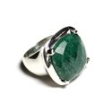 n110 - Bague Argent 925 et Pierre - Aventurine Verte Carré 18mm 