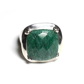 n110 - Bague Argent 925 et Pierre - Aventurine Verte Carré 18mm  n110 - Bague Argent 925 et Pierre - Aventurine Verte Carré 18mm
