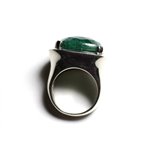 n110 - Bague Argent 925 et Pierre - Aventurine Verte Carré 18mm 