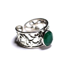 N224 - Bague Argent 925 et Pierre - Emeraude Facettée Ovale 9x7mm  N224 - Bague Argent 925 et Pierre - Emeraude Facettée Ovale 9x7mm