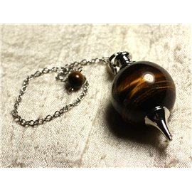 Pendel versilbert Rhodium und Halbedelstein - Tiger Eye Ball 25mm 