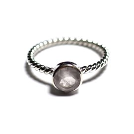 N231 - Anello in argento 925 e pietra - Anello a spirale da 6 mm con quarzo rosa sfaccettato 