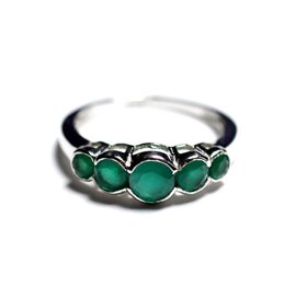 N122 - Ring Silver 925 and Stone - Emerald Gradient Rounds 2.5 - 4.5mm 