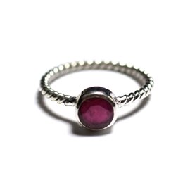 N231 - 925 Silver and Stone Ring - Ruby 6mm Twist Ring 