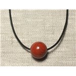 Collier Pendentif Pierre semi précieuse - Jaspe Rouge Boule 14mm 