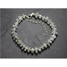 925 Silver and Stone Bracelet - Aquamarine Rondelles 7-8mm 