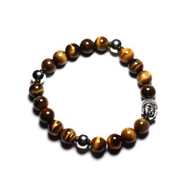 Bracelet Buddha and semi precious stone - Tiger Eye 8mm 