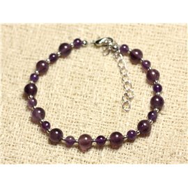 Armband Silber 925 und Amethyst Stein 4 und 6mm 