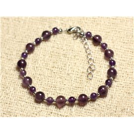 Bracelet Silver 925 and Amethyst Stone 4 and 6mm 