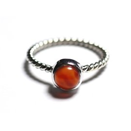 N231 - 925 Silver and Stone Ring - Carnelian 6mm Twist ring 