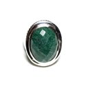 N117 - Bague Argent 925 et Pierre - Aventurine Ovale facetté 20x15mm 