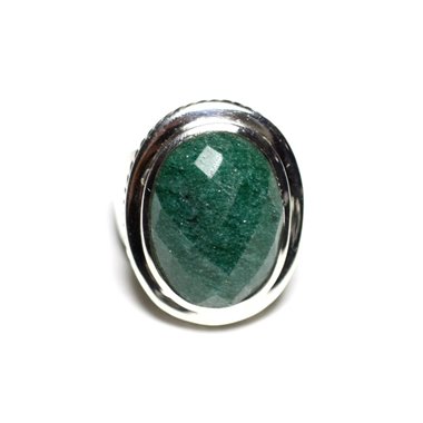 N117 - Bague Argent 925 et Pierre - Aventurine Ovale facetté 20x15mm 