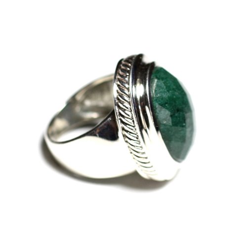 N117 - Bague Argent 925 et Pierre - Aventurine Ovale facetté 20x15mm