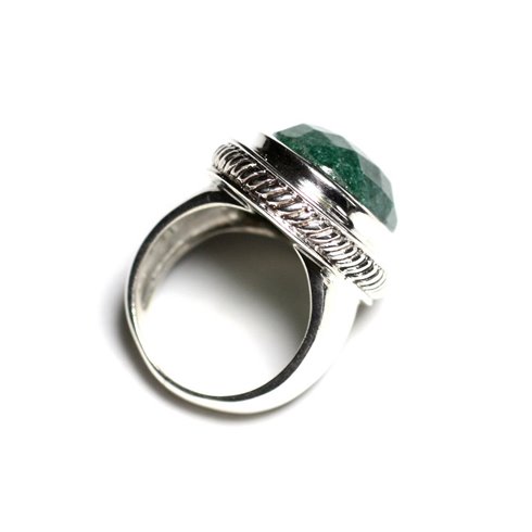 N117 - Bague Argent 925 et Pierre - Aventurine Ovale facetté 20x15mm 