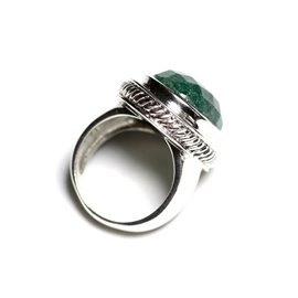 N117 - Bague Argent 925 et Pierre - Aventurine Ovale facetté 20x15mm  N117 - Bague Argent 925 et Pierre - Aventurine Ovale facetté 20x15mm