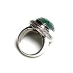 N117 - Bague Argent 925 et Pierre - Aventurine Ovale facetté 20x15mm 