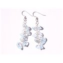 Boucles d'oreilles Argent 925 et Pierre Aigue Marine pendantes 
